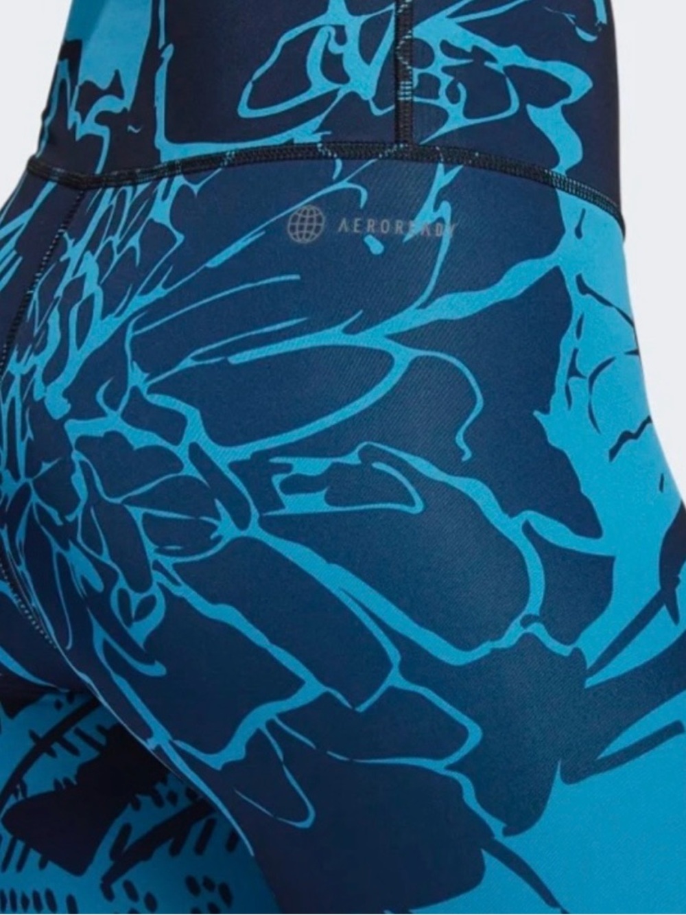 Adidas Optime Superher Training 7/8 Leggings Blue Floral Size Medium —#030 - Picture 8 of 11